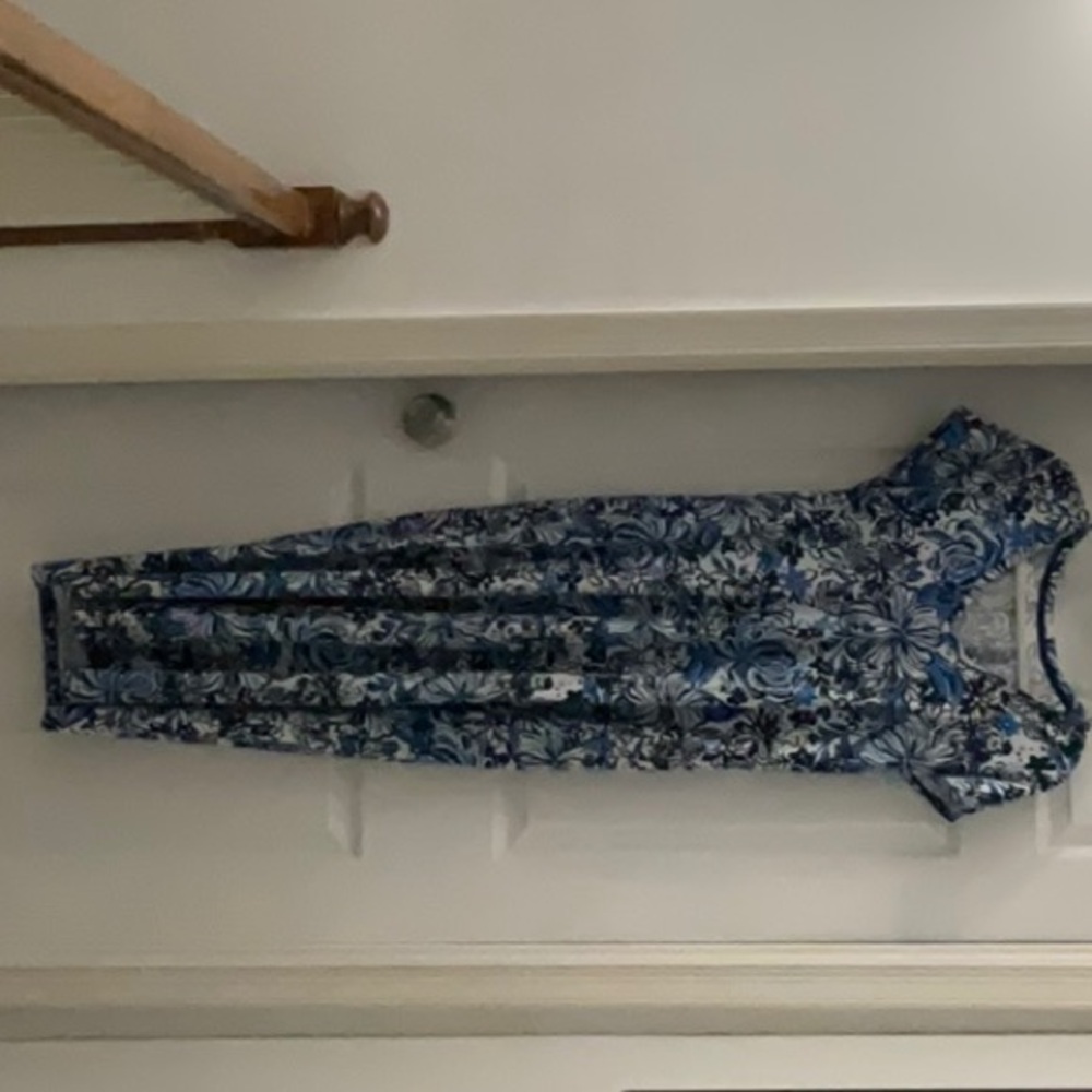 Lilly Pulitzer Blue and White Floral Maxi Dress